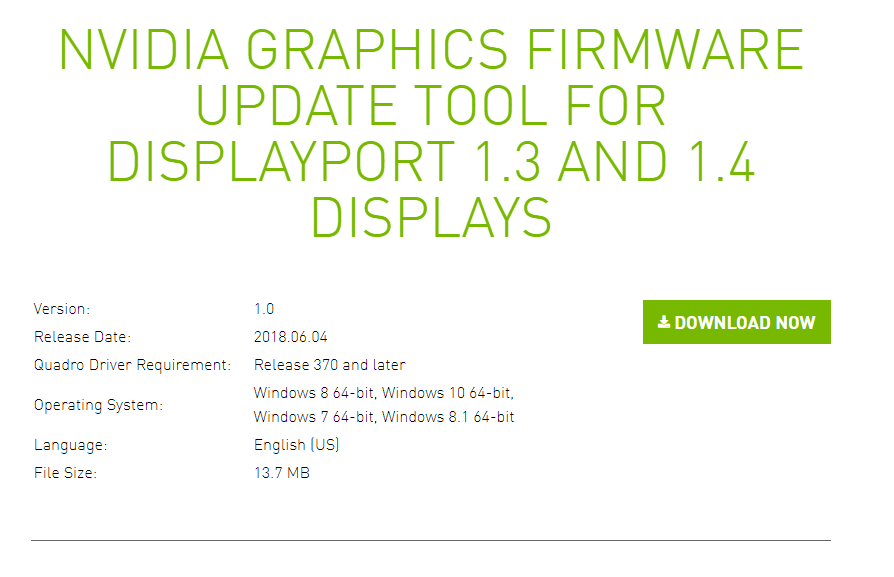 Screenshot der Nvidia Supportseite